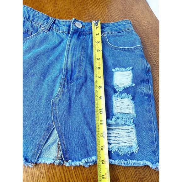 SWS Denim Sz S Denim Distressed High Waisted Skirt - Picture 5 of 7